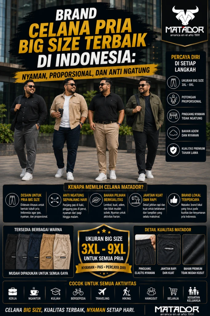 Brand Celana Pria Big Size Terbaik di Indonesia: Nyaman, Proporsional, dan Anti Ngatung
