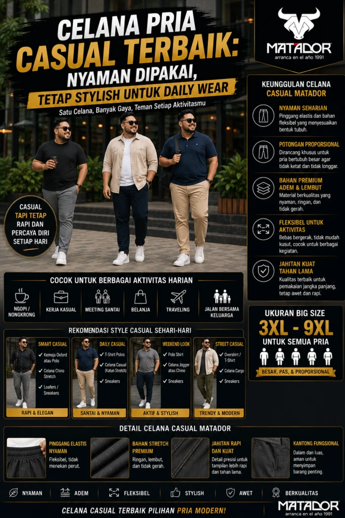 Celana Pria Casual Terbaik: Nyaman Dipakai, Tetap Stylish untuk Daily Wear