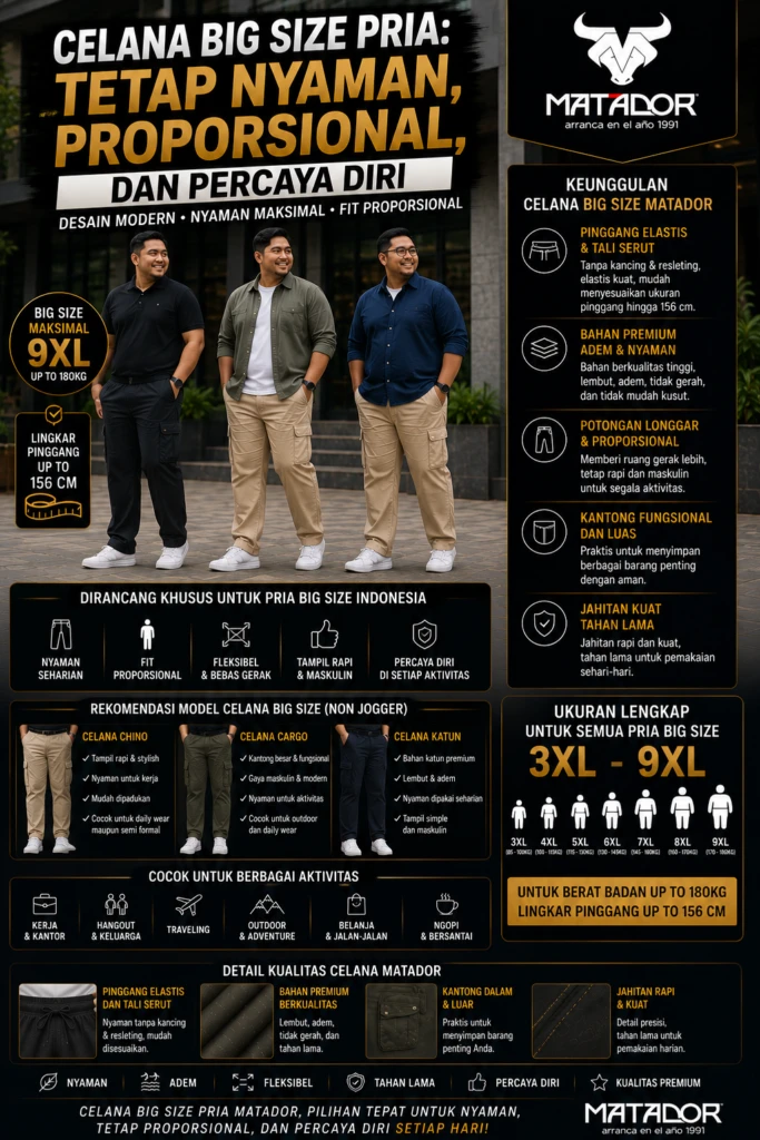 Celana Big Size Pria: Tetap Nyaman, Proporsional, dan Percaya Diri
