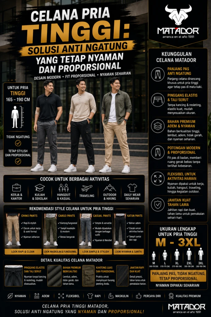 Celana Pria Tinggi: Solusi Anti Ngatung yang Tetap Nyaman dan Proporsional