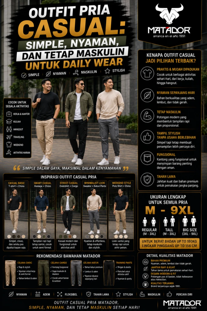 Outfit Pria Casual: Simpel, Nyaman, dan Tetap Maskulin untuk Daily Wear