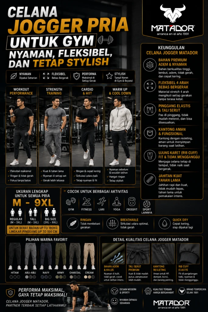 Celana Jogger Pria untuk Gym: Nyaman, Fleksibel, dan Tetap Stylish
