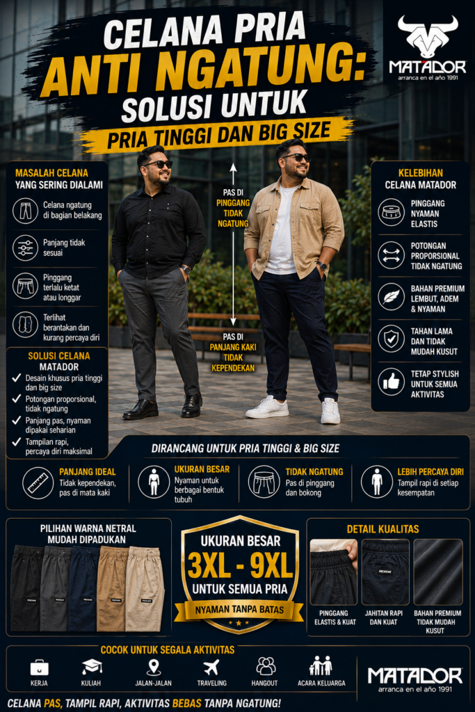 20. Celana Pria Anti Ngatung Solusi untuk Pria Tinggi dan Big Size