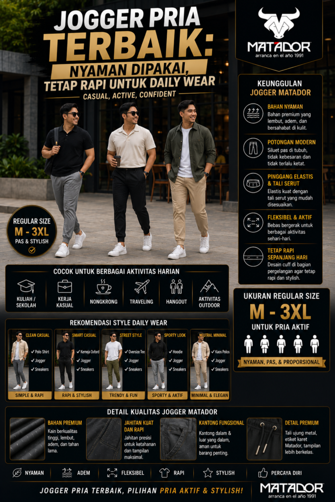 29.Jogger Pria Terbaik Nyaman Dipakai, Tetap Rapi untuk Daily Wear